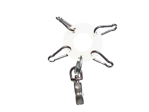 Heavy Duty 1/8th" Steel - Antenna Guy Ring w/ 4 stainless Clips + Zinc Plated Pulley - White FREE SHIPPING WITHIN THE U.S.!