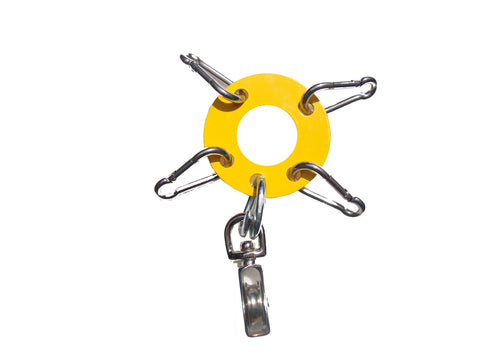 Heavy Duty 1/8th" Steel - Antenna Guy Ring w/ 4 Stainless Steel Clips + Zinc Plated Pulley - Yellow FREE SHIPPING WITHIN THE U.S.!