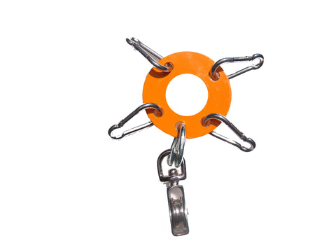 Heavy Duty 1/8th steel- Antenna Guy Ring w/ 4 Zinc Clips + Zinc Plated Pulley - Orange FREE SHIPPING WITHIN THE U.S.!