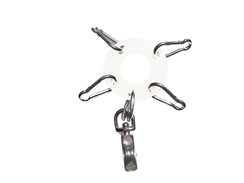 Heavy Duty 1/8th"  Steel - Antenna Guy Ring w/ 4 stainless Clips + Zinc Plated Pulley - White FREE SHIPPING WITHIN THE U.S.!